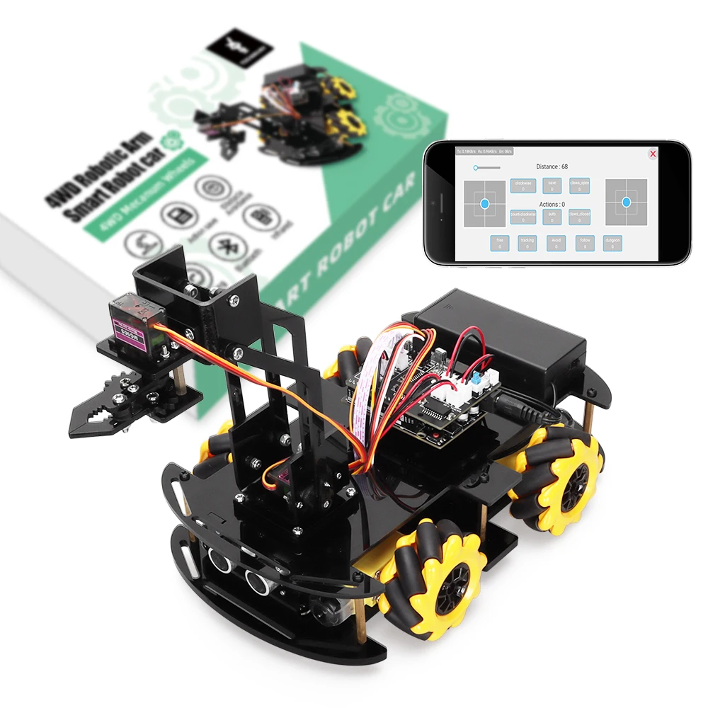 Smart Robot Kit for Arduino Project Mechanical Arm Great Fun Small Robot for Learning Programming Full Version Set with Codes