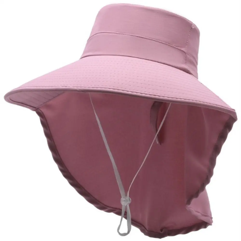 Summer Hats for Women Outdoor UV Anti Neck Protection Sun Visors for Lady Fishing Hiking Wide Brim Shawl Sunscreen Ponytail Cap