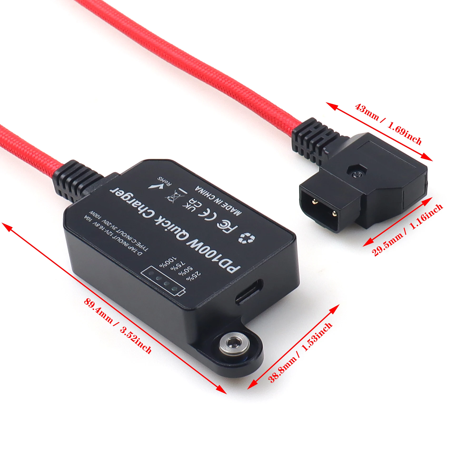 【LANO】100W PD Bidirectional Power Cable D-TAP Male to Type-C Adapter,High-Speed Charging for Laptop,V-Mount Battery,Bi-Direction