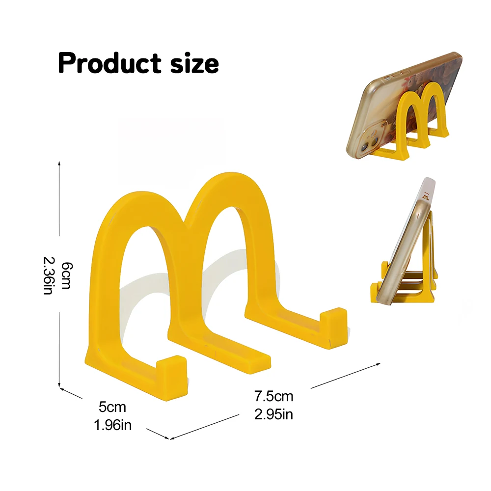 2Pcs Yellow "M" Phone Stand Desktop Ornament Office Watching TV Movies Holder Home Decor for iPhone Samsung - view 2