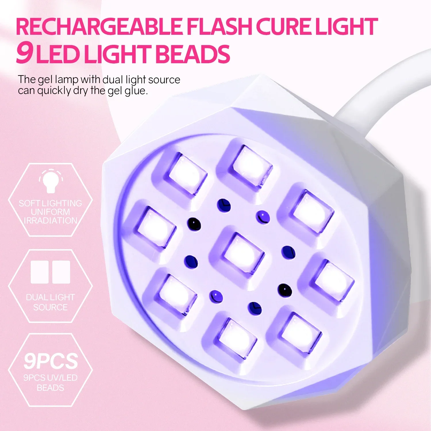 Draadloze Nagellamp Led UV-Nageldroger Oplaadbare Automatische Detectie-Aanraakbediening Sneldrogend Nagellampje 360 ° Buigbare Tafellamp