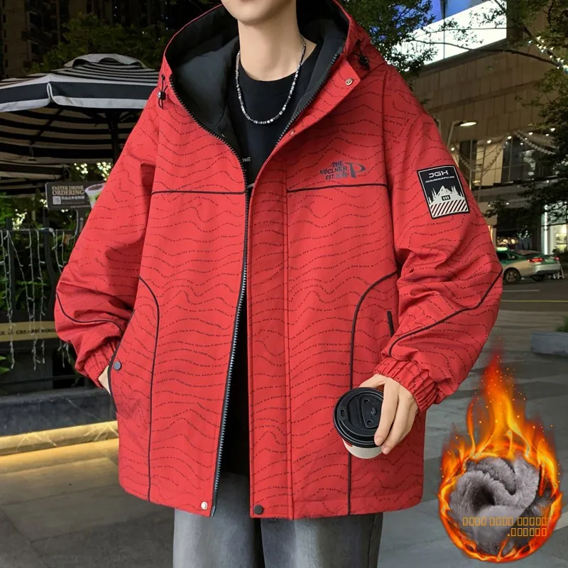 

Мужская утепленная флисовая рабочая куртка 2025 года: новая модель для учащихся средних и старших классов, теплая повседневная модная куртка в городском стиле