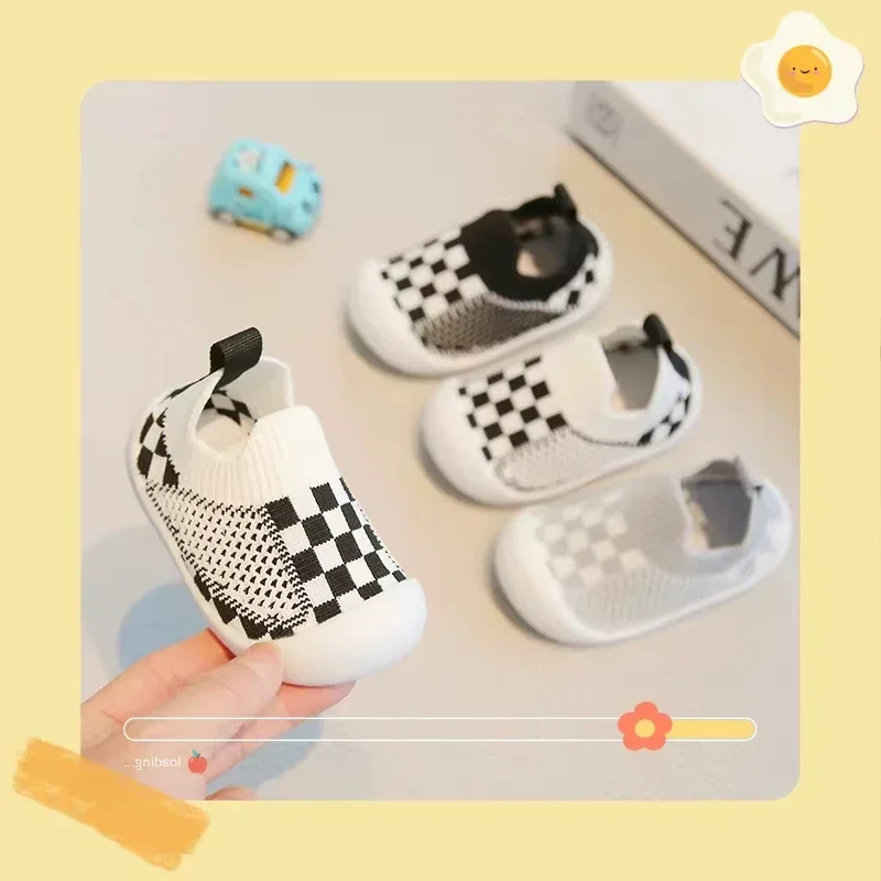 Классическая стильная детская обувь на мягкой подошве для предотвращения столкновений, модная обувь с сеткой, детская дышащая домашняя и уличная обувь