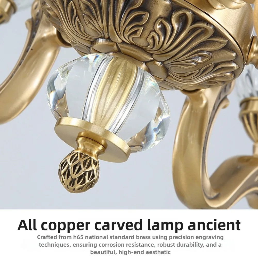 Luz de cobre francés, luz colgante de lujo para el salón, comedor moderno creativo, iluminación LED para dormitorio, luz colgante para el hogar