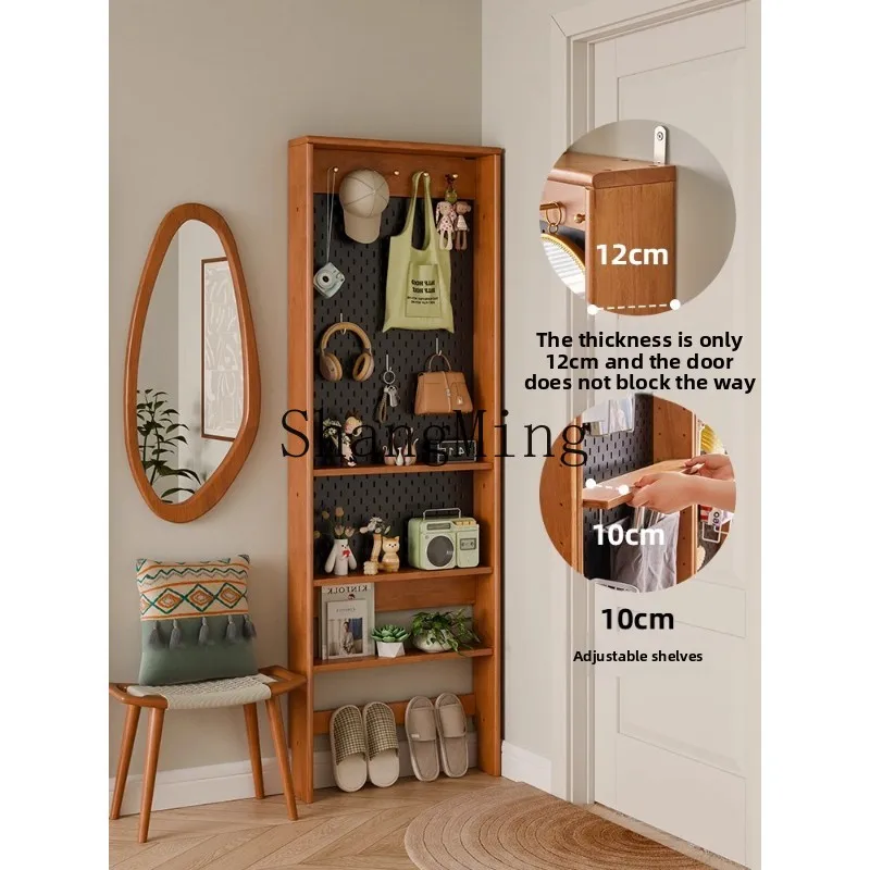 

SM shelf wall porch ultra-thin solid wood entry door floor-to-ceiling storage against the wall cheese thin cabinet