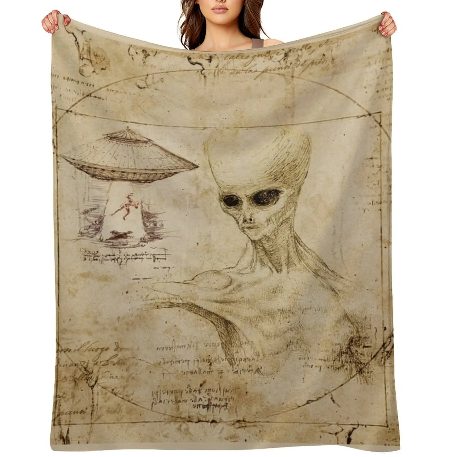 

DaVinci Grey alien Throw Blanket Sofas Nap Flannels Blankets