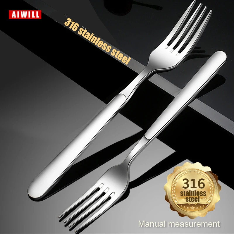 AIWILL 316 Stainless steel Fork western adult household fruit long handle pasta salad dessert Quality Kitchen tools