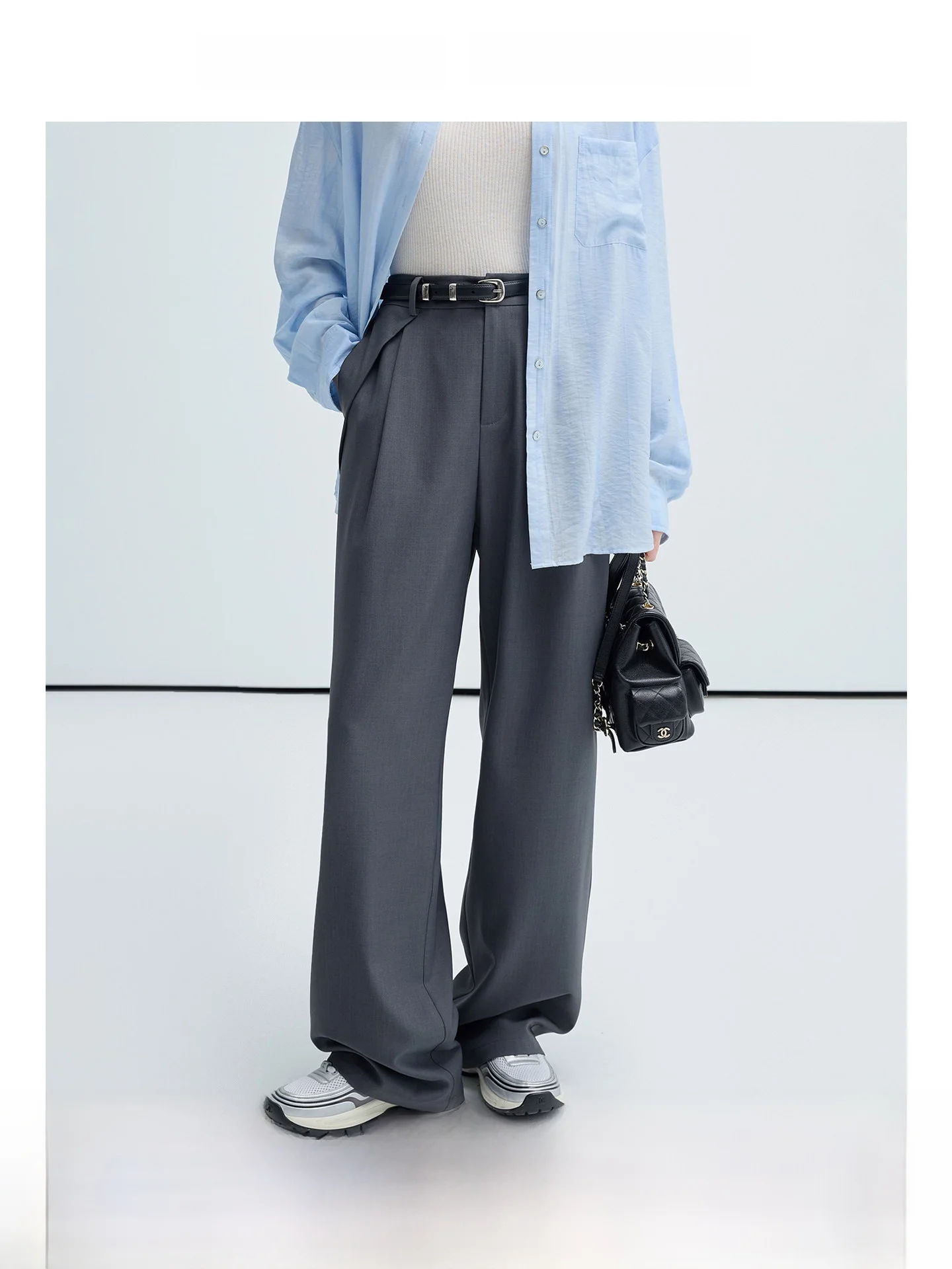 

Rui plus Size Straight Leg Wide Leg Pants Casual Drapey Flattering for Plump Women Spring New Style High Waist Polyester Fiber