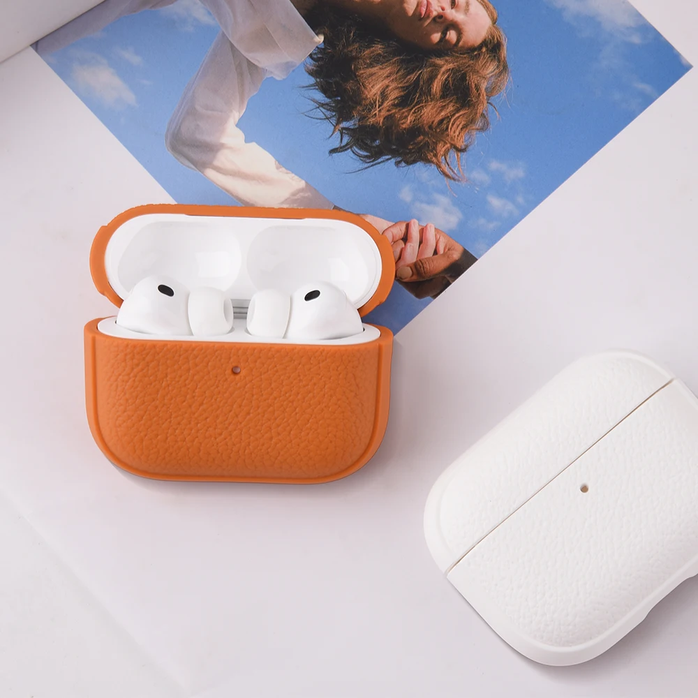 

For Airpods Pro 3 2025 Case Luxury Leather Pattern Case with Metal Buckle Protective Shockproof Case for AirPods Pro 2/Pro 3/4