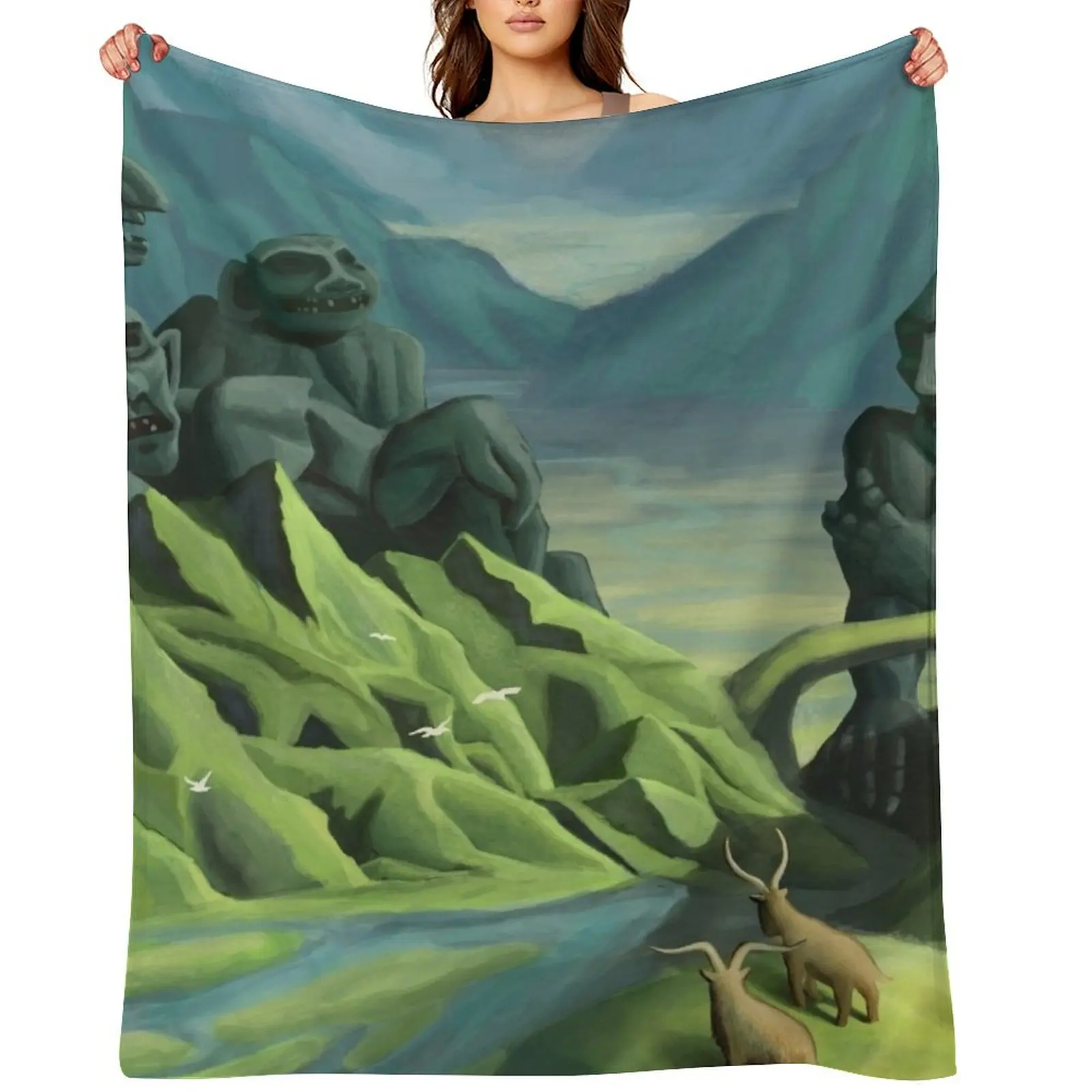 Three Billy Goats Gruff with Trolls Throw Blanket Multi-Purpose wednesday Designers Heavy Blankets