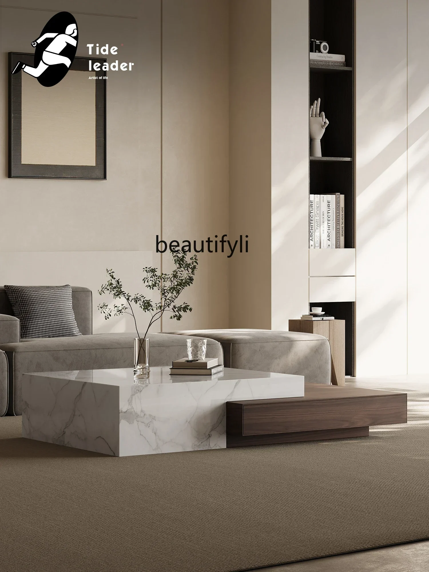 

Итальянская минималистичная каменная тарелка V, современная минималистичная гостиная, домашняя комбинация высококачественного чайного столика