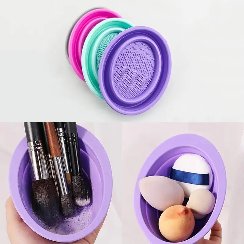 Weiche Silikon Make-Up Pinsel Reiniger Falten Puderquaste Reinigung Schüssel Lidschatten Pinsel Waschen Sauber Matte Schönheit Werkzeuge Wäscher Box
