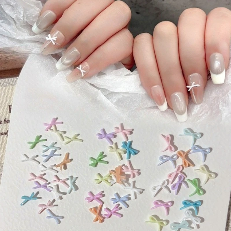 

Small Line Bowknot Cute Romantic Colorful Resin Charming Bow Tie Ribbon Nail Art Decorations DIY Manicure Accessories Wholesale