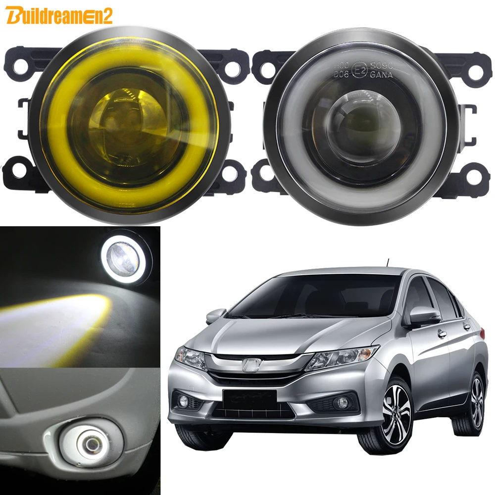 2 X 30W Car LED Fog Light Assembly with Angel Eye DRL For Honda City 2014-2018 H11 Front Bumper COB Fog Daytime Running Lamp