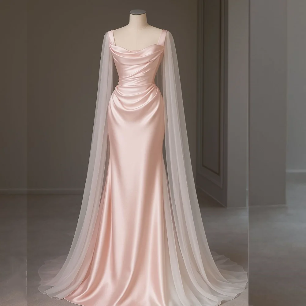 

Customized Formal Evening Dress Pleat Off-the-shoulder Charming Pink Mermaid Long Dresses Bespoke Occasion Elegant Party Wedding