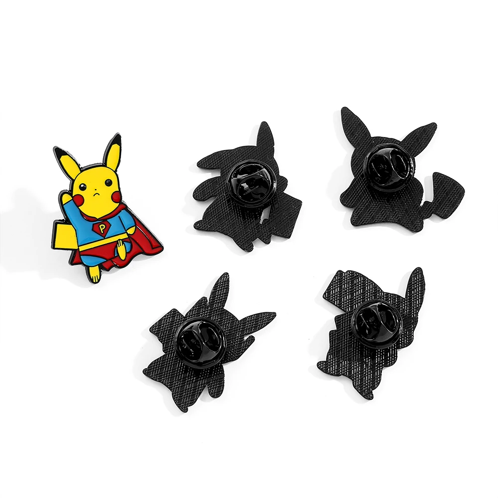 5 Pcs Fashion Pikachu Brooch Personality Elf Warrior Enamel Pin Metal Badge Clothing BackPack Jewelry