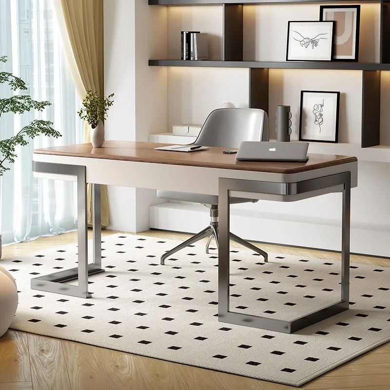 Retro style solid wood desk Italian minimalist walnut computer desk creative study