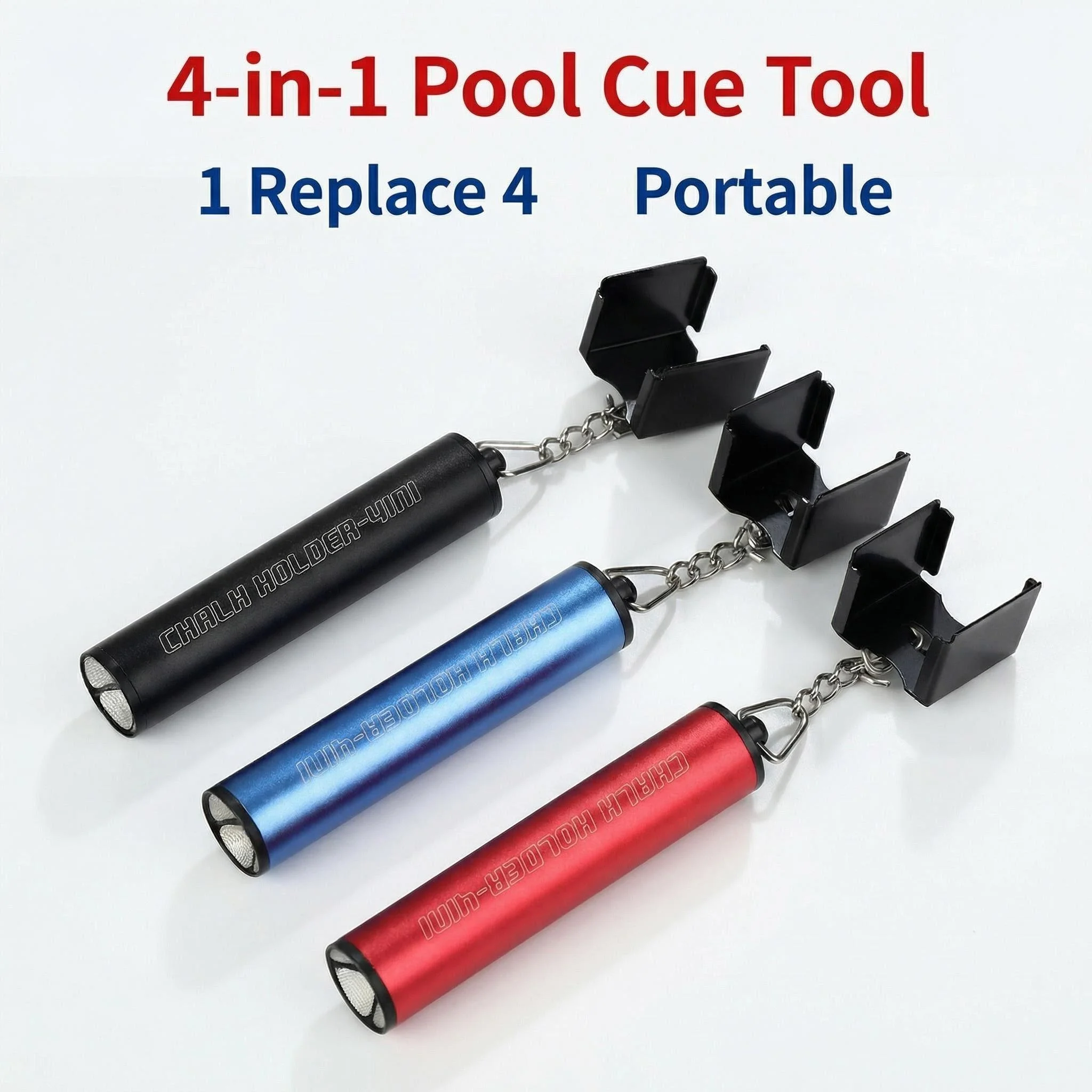 

4-in-1 Multi functional Billiards Rod with Clever Pen and Powder Clip, Leather Head Needling, Polishing, and Leather Head Storag