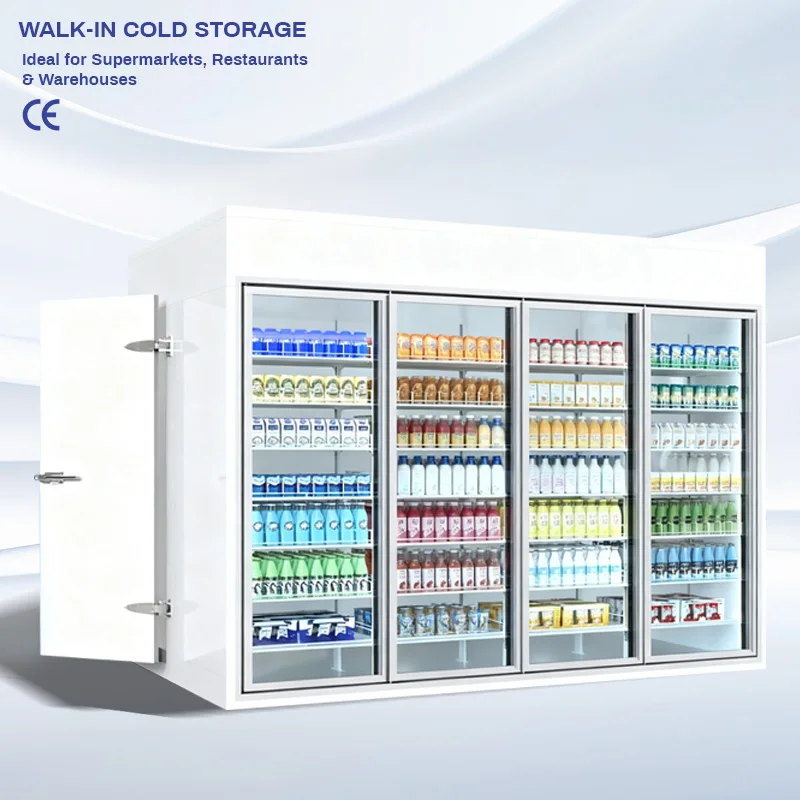 Glass Door Walk In Cooler Anti-Collision Aluminum Alloy Door Frame Wear Resistant For High-Frequency Daily Store Access Use