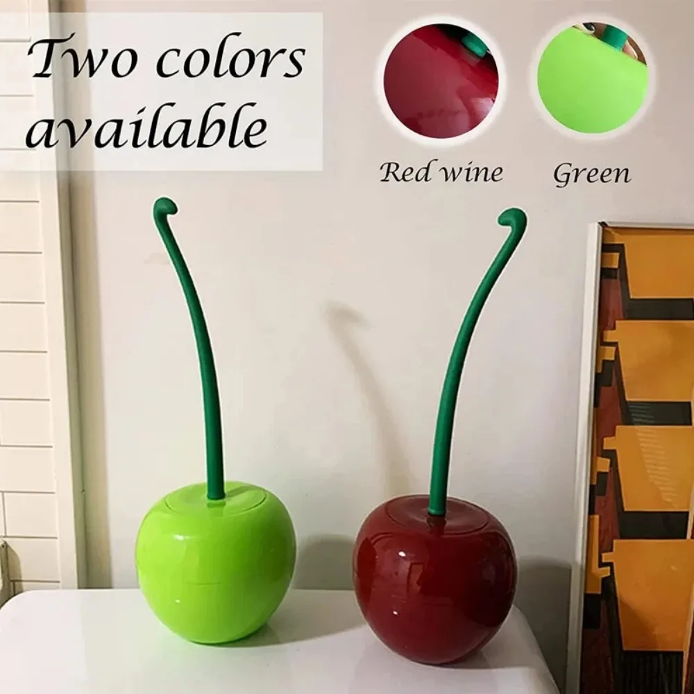 1set Red Toilet Brush Holder Bathroom Accessories Creative Lovely Cherry Shape Lavatory Set Cleaning Supplies Tools
