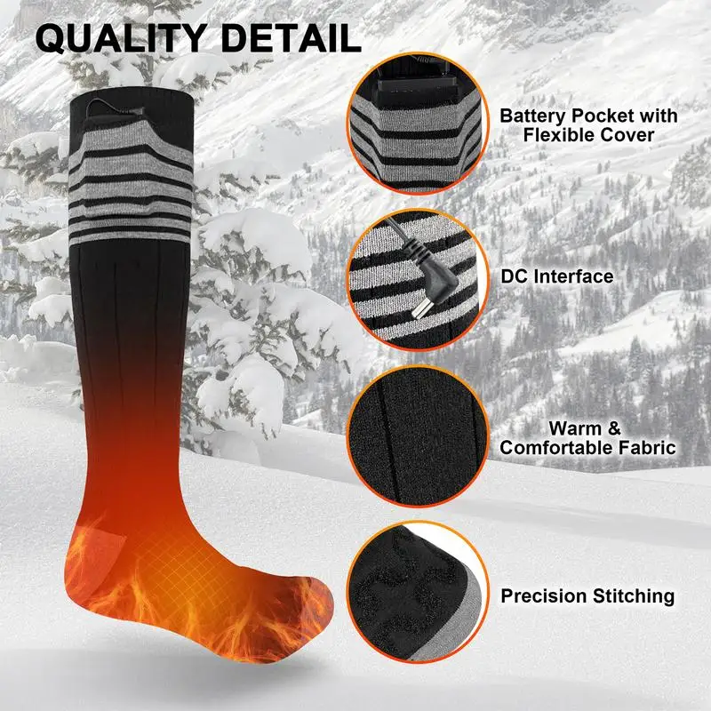 Self Heating Socks For Men Battery Heating Socks Long Calf Winter Heated Socks For Hunting Skiing Snowboarding Fishing Field