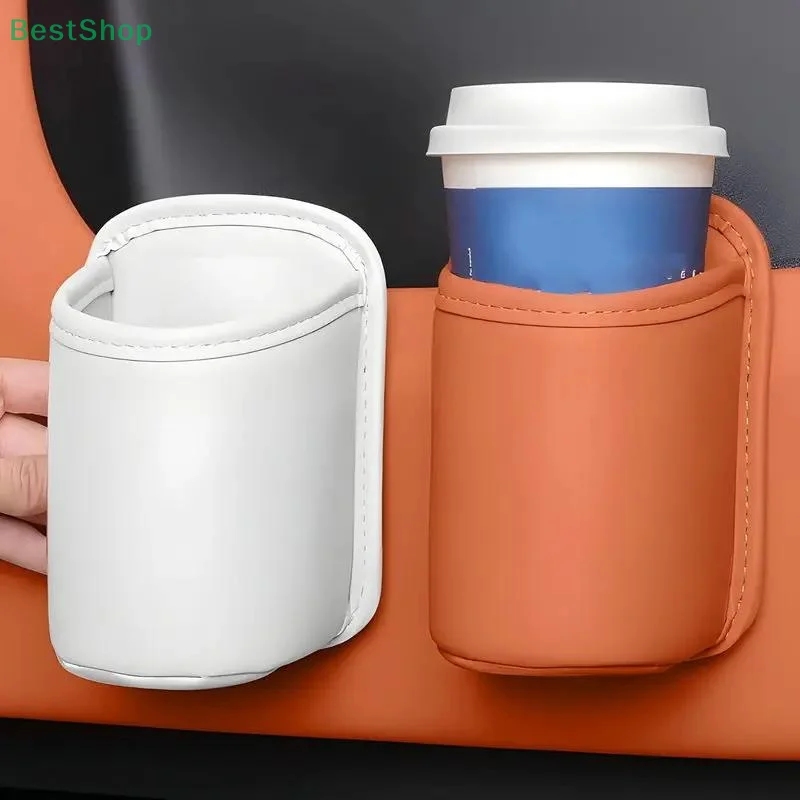 ♥ Leder Auto Getränkehalter Fahrzeug Wasserbecher Clip, multifunktionale Aufbewahrungsbox, Auto Organizer Box zum Organisieren