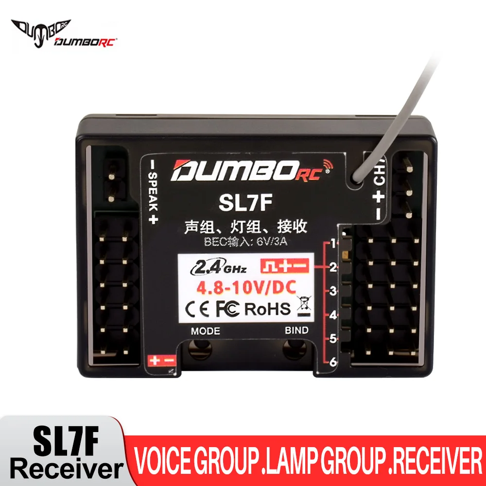 DumboRC 2,4GHz SL7F-ontvanger met Gyro BEC 6V/3A voor alle DumboRC-zenders