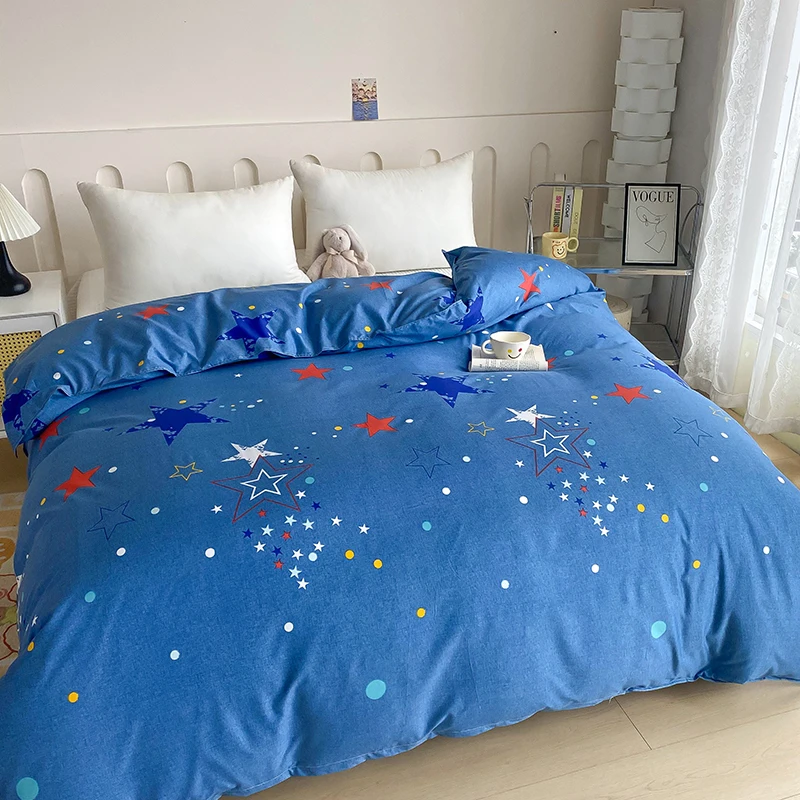 Blue Star Pattern Duvet Cover 220x240/140x200,High Quality Microfiber Soft Quilt Cover Queen/King Size(No Pillowcase)