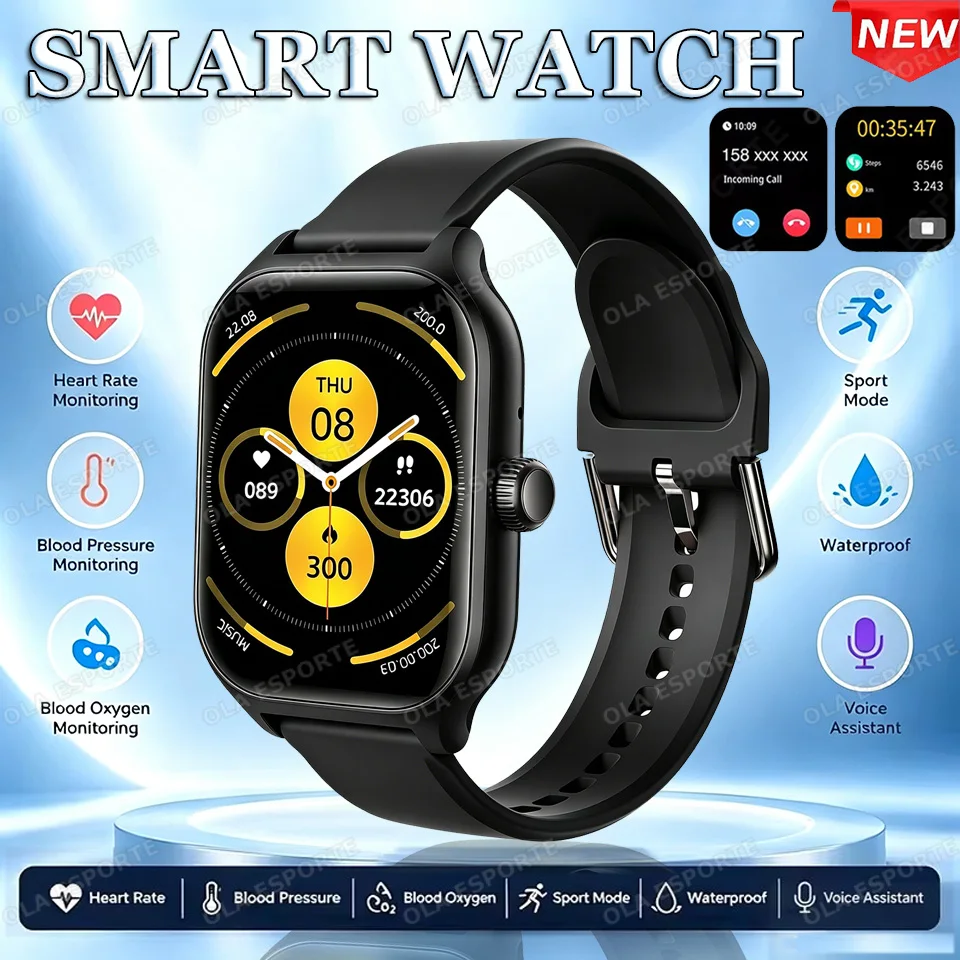 2026 Upgraded Smart Watch Bluetooth Call Blood Oxygen/Pressure 24 Health Monitoring Sports Mode Notifications Smartwatch PK HW12