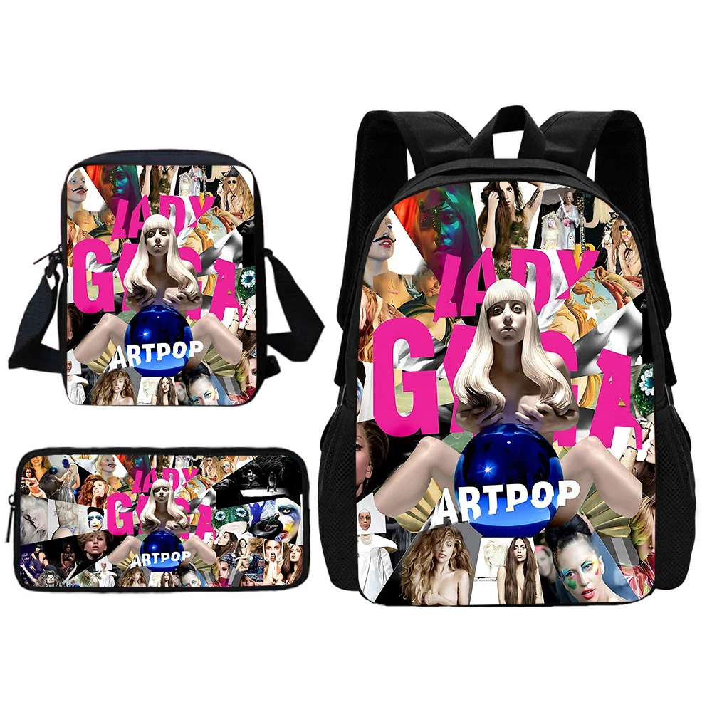 Singer Lady Gaga Child School Backpack With Shoulder Bag Pencil Bags School Bags for Boys Girls Best Gift