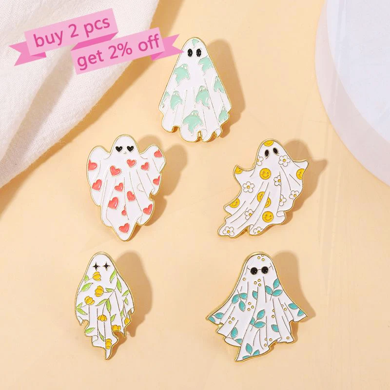 Dennen Revers Badges Cartoon Grappige Sieraden Cadeau Voor Kinderen Vrienden Boo-Tiful Emaille Broche Custom Halloween Spookachtige Geest