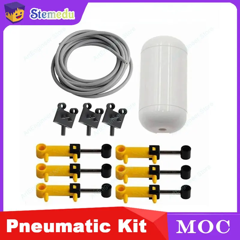 

11PCS Technical Pneumatic Parts Kit Air Pump Tank Piston Hose Rod Switch For MOC Builds 2797C02 47223 75974