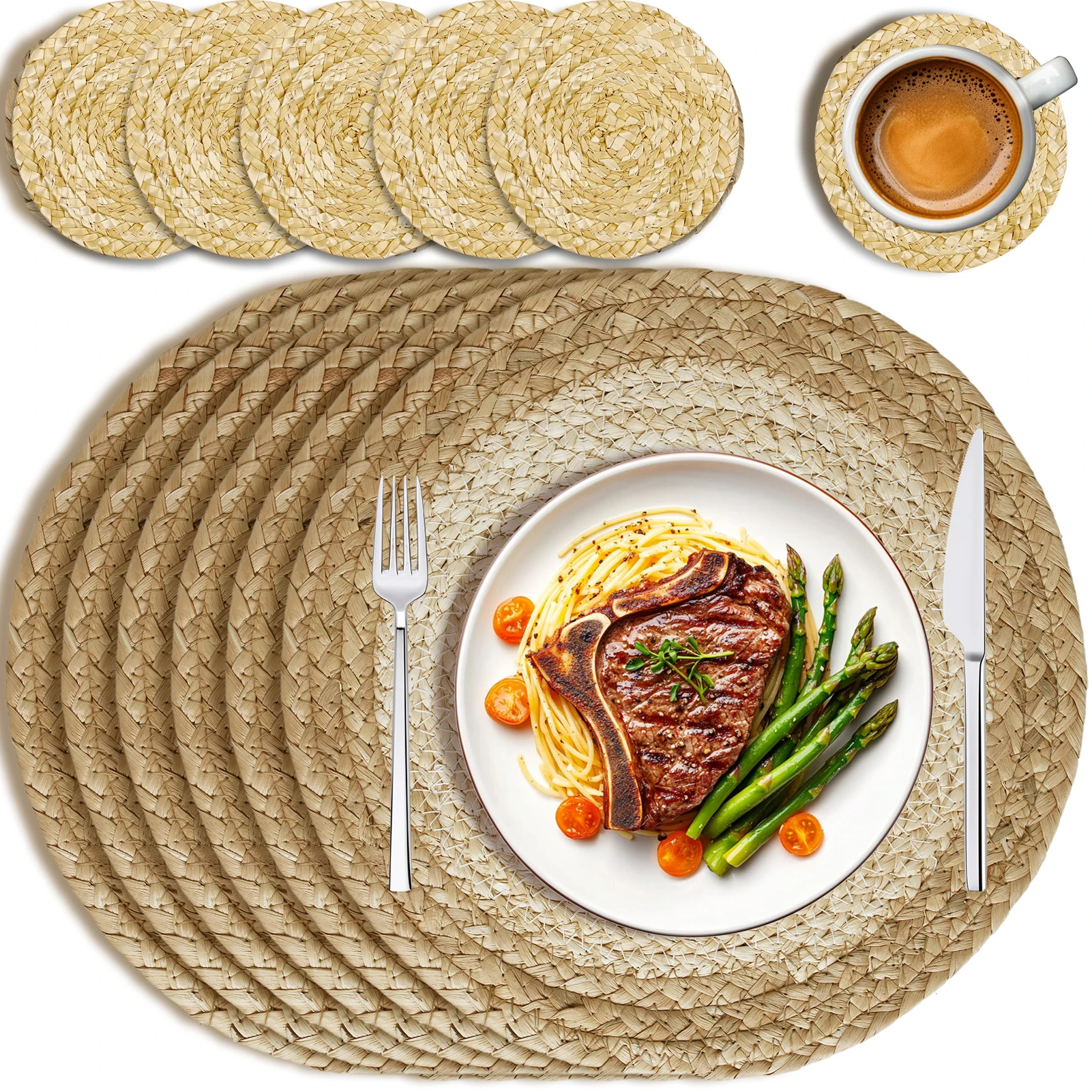 

Pot Mats Handwoven Rattan Placemats Round Heat Insulation Mats Natural Woven Table Mats For Dining Home Wedding Decor