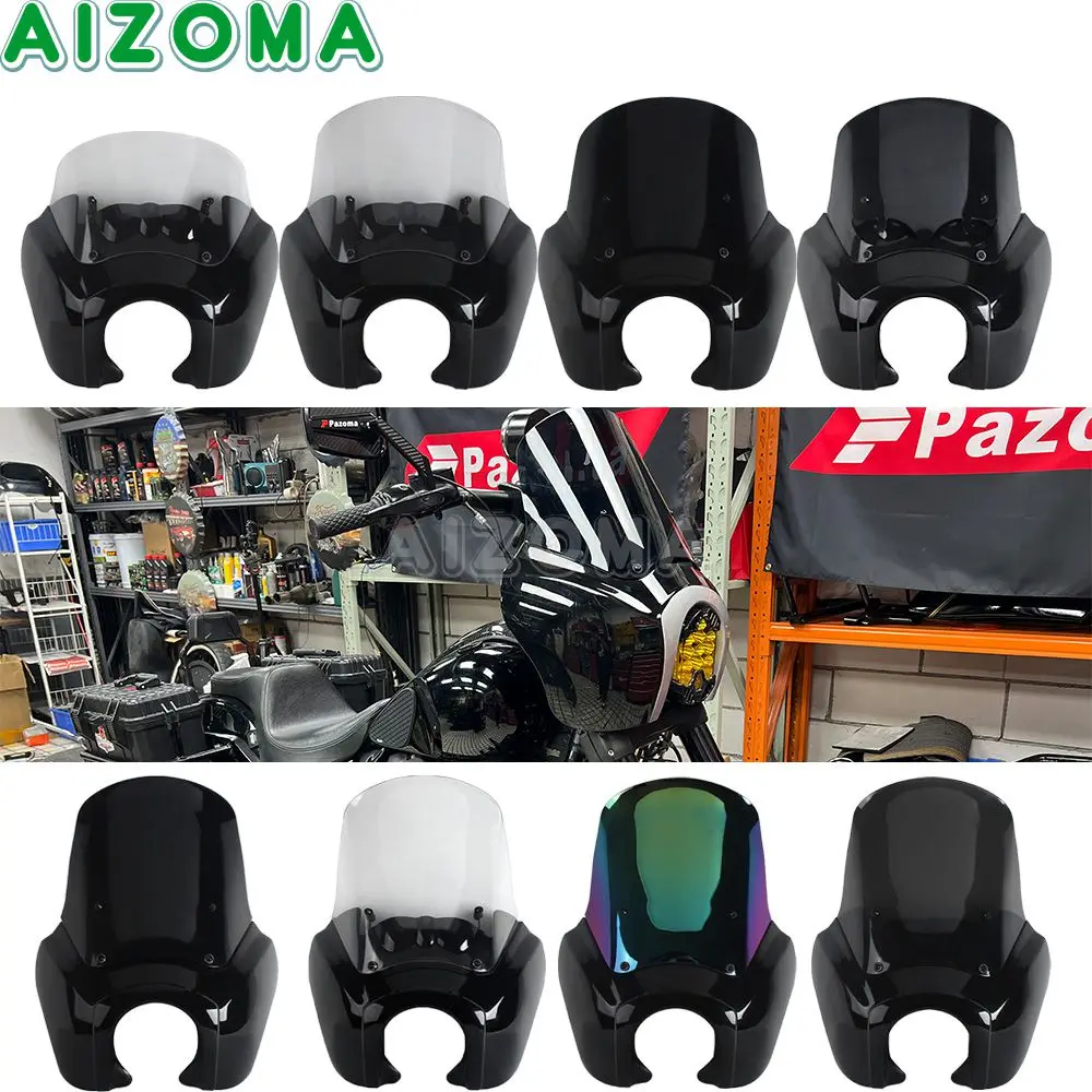 For Baja Design LP6 Headlight Fairing Motorcycle Front Mask Headlamp Windscreen For Harley Softail Fat Bob FXFB FXFBS 2018-2026