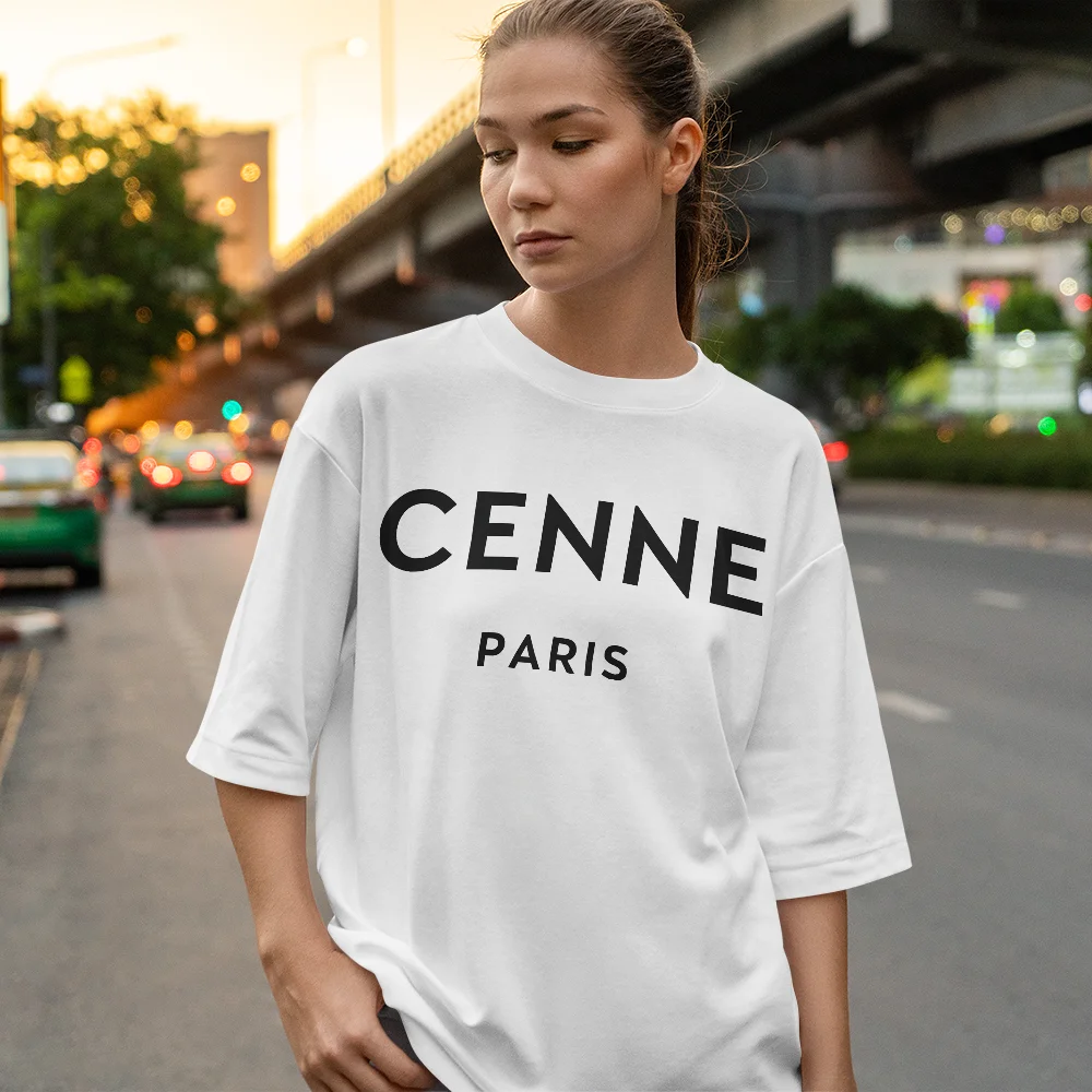 

Cenne Paris English Graphic Print Women T Shirt Round Neck Fashion Street Wear Casual Short Sleeve T Shirt Top Women's Wear