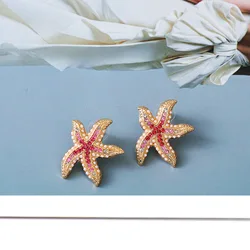 Cute Colorful Starfish Stud Earrings 2024 Trend for Women Summer Holiday Party Jewelry