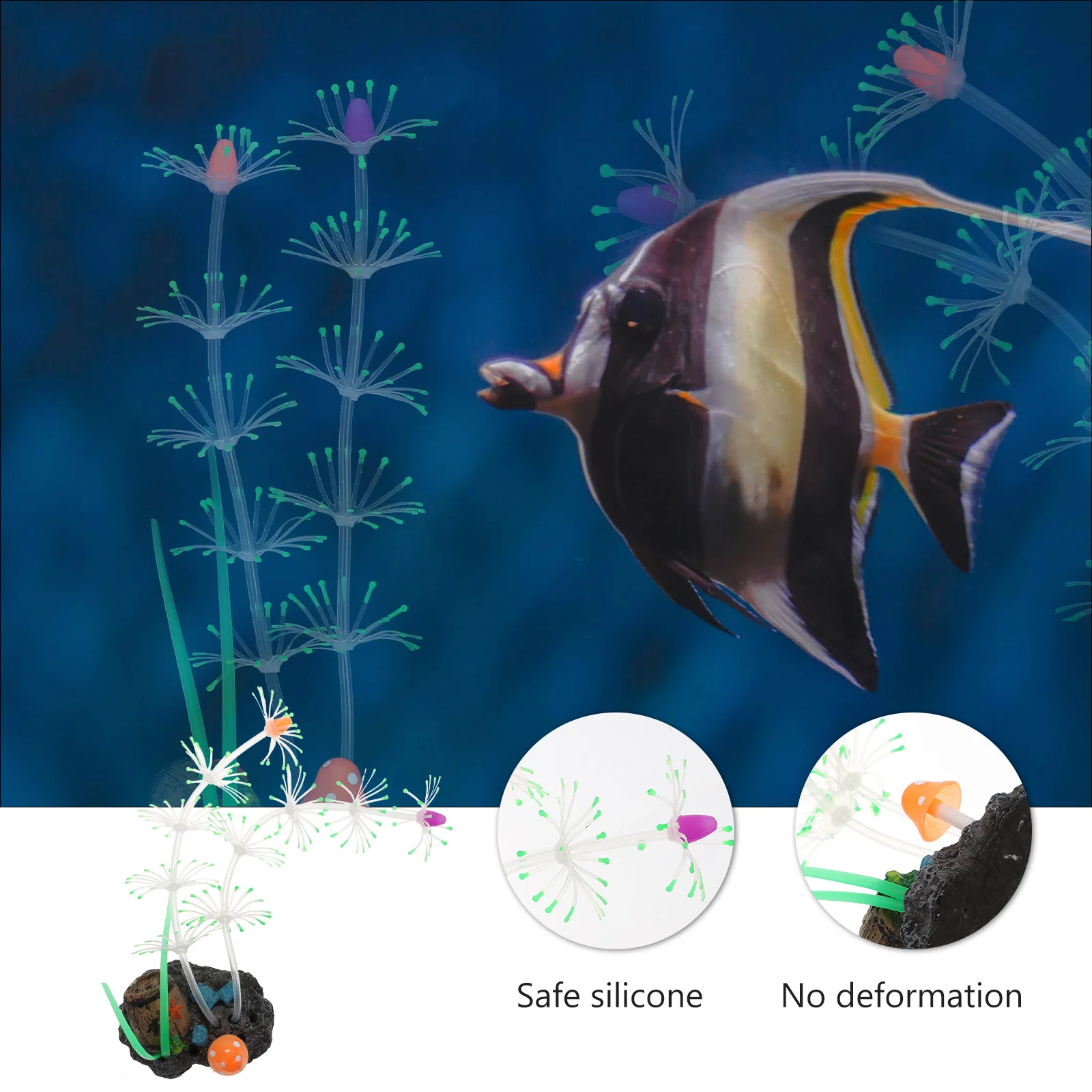 

Artificial Water Plants Fish Tank Silicone Aquatic Adorn Props Vivid Silica Gel Simulated Underwater Grass