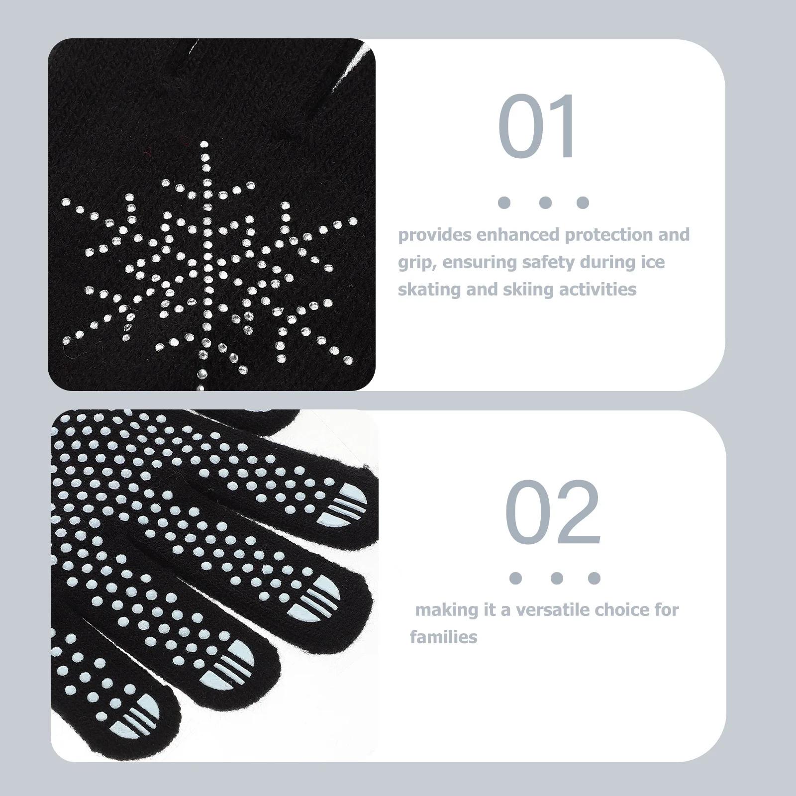 1 Pair Ski For Adults Thickened Anti-Slip Winter Gloves For Ice Skating Snowboarding 'S Grip Gloves Rhinestones