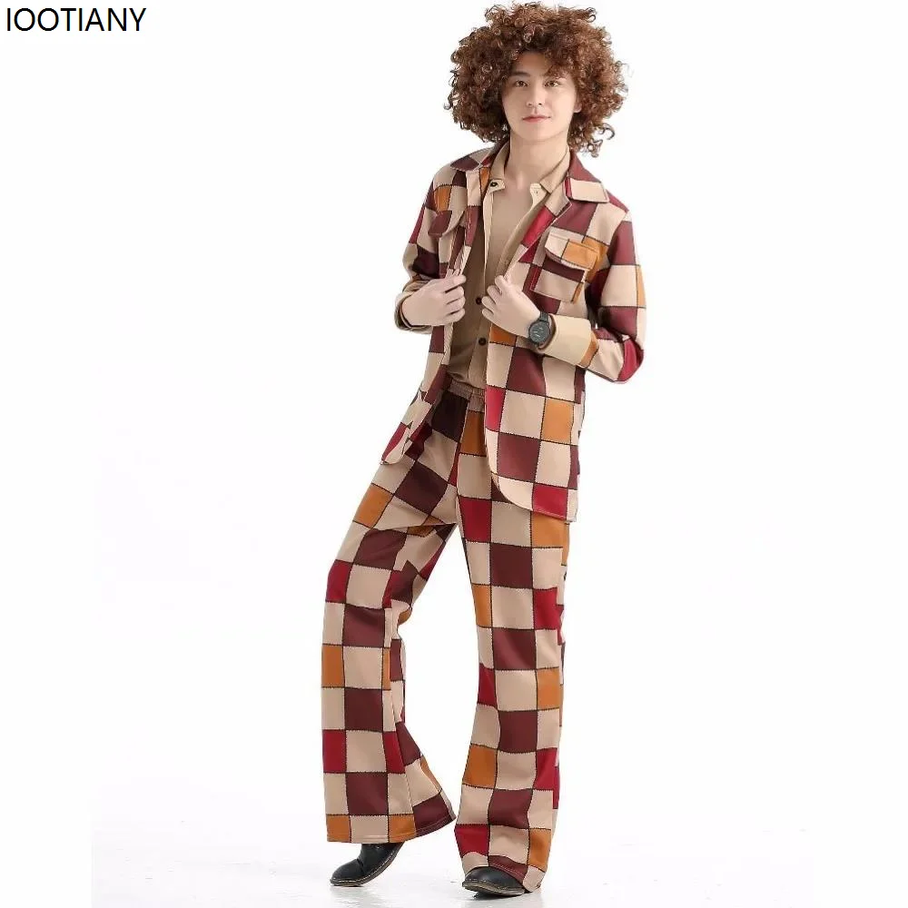 

Мужской 60-х 70-х годов женский костюм для диско-вечеринки на Хэллоуин, косплей, костюм для пары в стиле хиппи, карнавальный костюм для ролевых игр, наряд с колокольчиком, 2025 г.