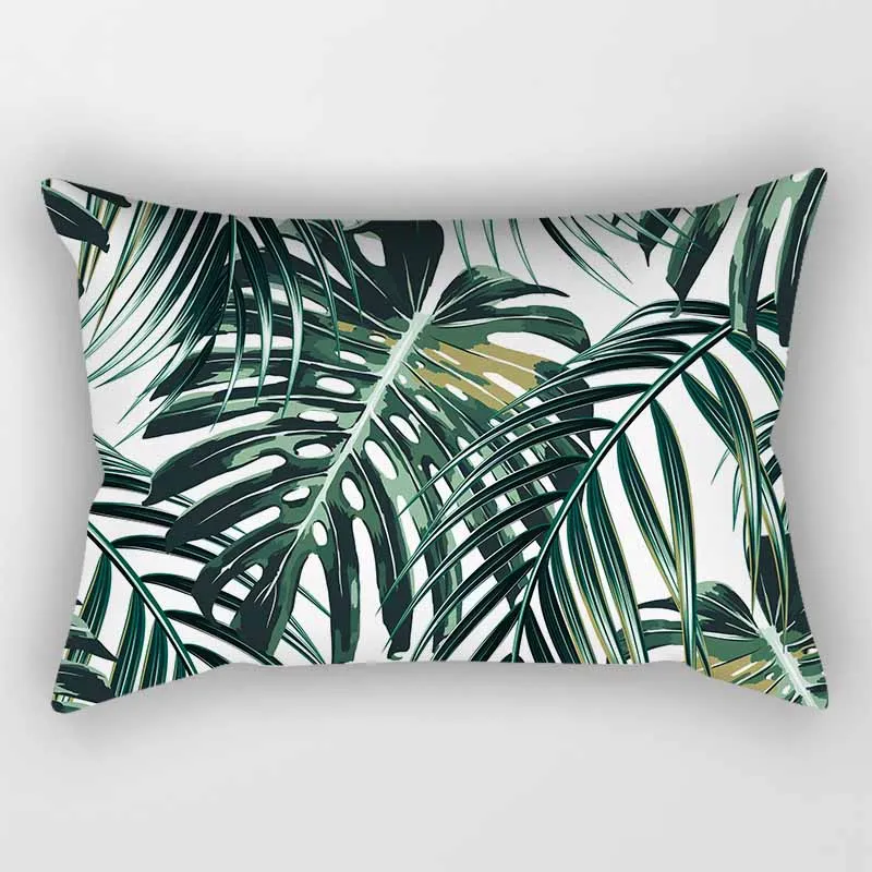 Tropical Flower Plant Print Pattern Pillowcase Home Bedroom Living Room Sofa  Rectangular Cushion Cover