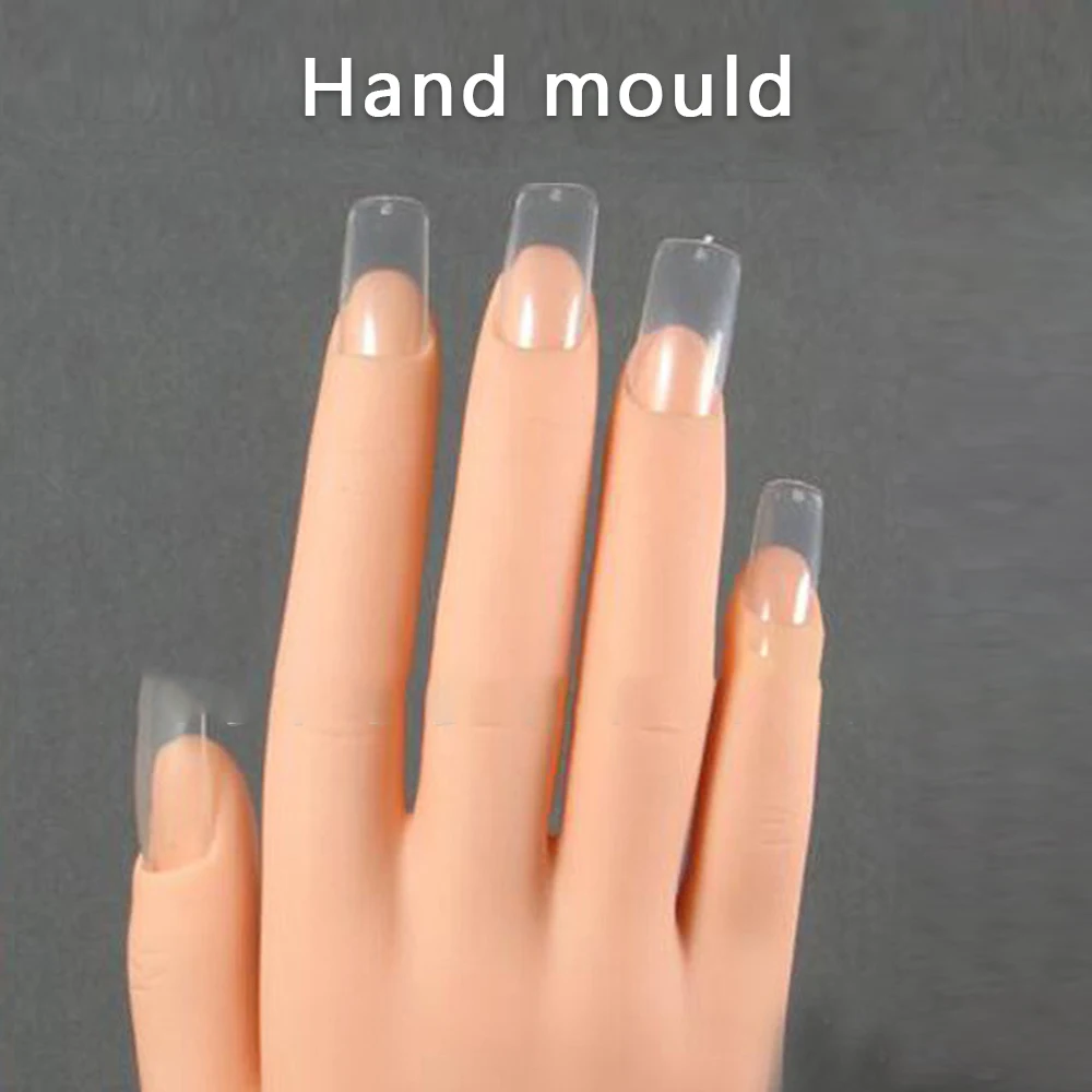 Silicone Nail Art Practice Hand Acrylic Fake Nail Training Fingernails Model Soft Flexible Bendable Mannequin Manicure Tools