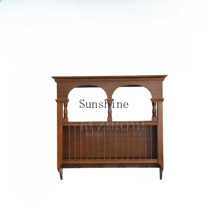 Medieval solid wood plate rack bowl rack wall decoration storage characteristic wooden French rack