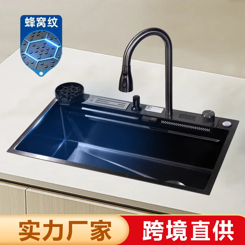 

Прямая доставка с завода | Кухонная мойка для мытья посуды с цифровым дисплеем, из нержавеющей стали, большая, с одним отсеком, многофункциональная, с функцией дождевого распыления