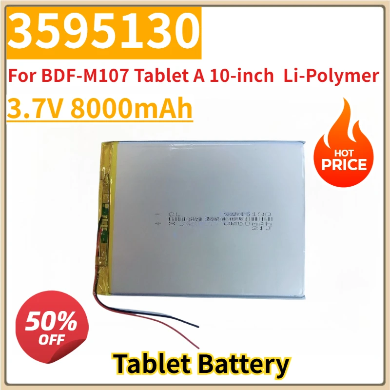

New Replacement Tablet Battery 3.7V 8000mAh 3595130 for BDF-M107 Tablet A 10-inch Li-Polymer