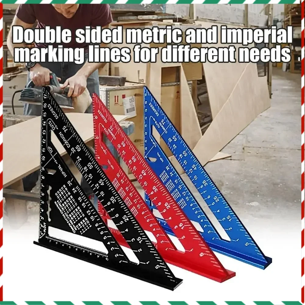 

New 7Inch Triangle Ruler Measurement Tool Aluminium Alloy Carpenter Tools Inch Metric Angle Ruler Speed Square Woodworking Tools