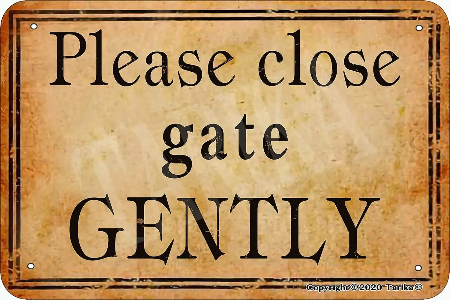 BIGYAK Please Close Gate Gently Retro Look Tin 8X12 Inch Decoration Poster Sign for Home Funny Wall Decor sign