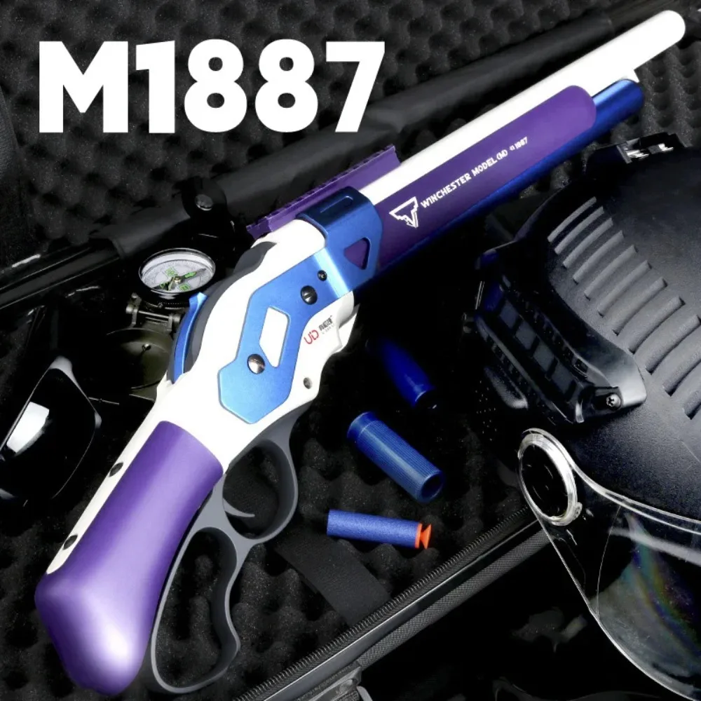 ปืนของเล่นวินเชสเตอร์ M1887 แบบยิงกระสุนนิ่ม พร้อมระบบปล่อยปลอกกระสุน ปืนลูกซองแบบดันกระสุนด้วยมือ สำหรับเล่นกลางแจ้ง ของเล่น CS สำหรับเด็ก