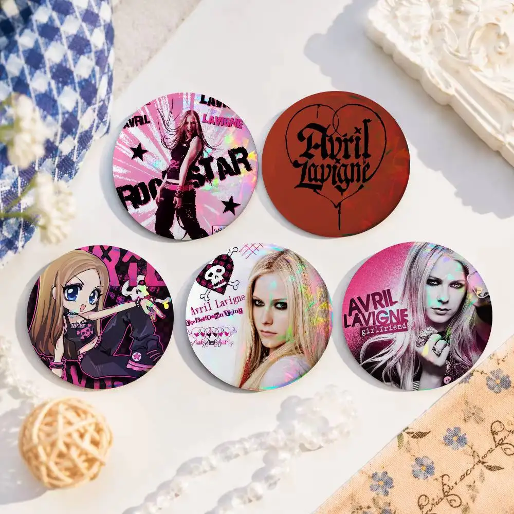 Vintage Singer A-vril R-amona Lavigne Anime Figure Icon Badge Handmade Tinplate Brooch For Backpack Clothes Chest Ornament Gifts