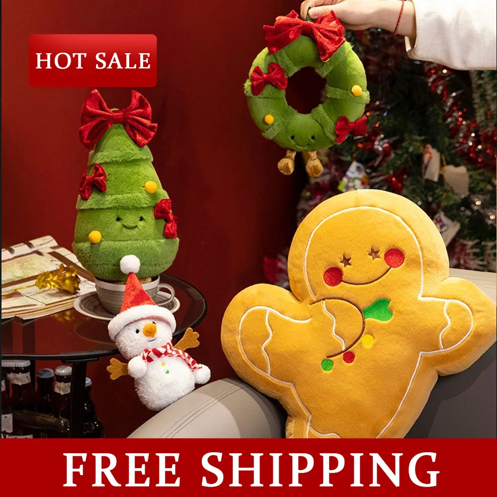 5 Styles Christmas Plush Toys Snowman/Christmas Tree/Gingerbread Man/Christmas Wreath Gifts for Children Kids Home Decoration