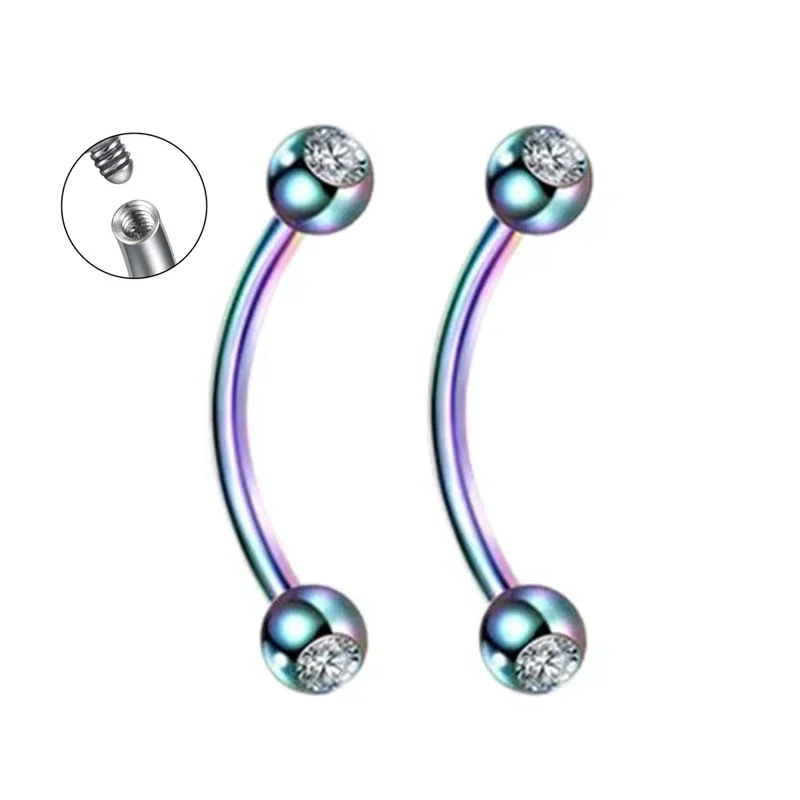 2pcs 16G Curved Barbell CZ Septum Rings Hoop Helix Daith Cartilage Tragus Earrings Stackable Piercing Jewelry for Women Men